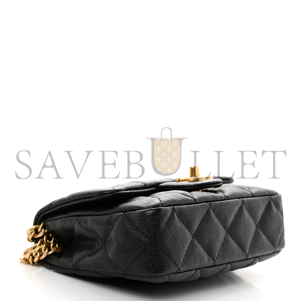 CHANEL CAVIAR QUILTED MINI SWEETHEART RECTANGULAR FLAP BLACK (19*12*8cm) 